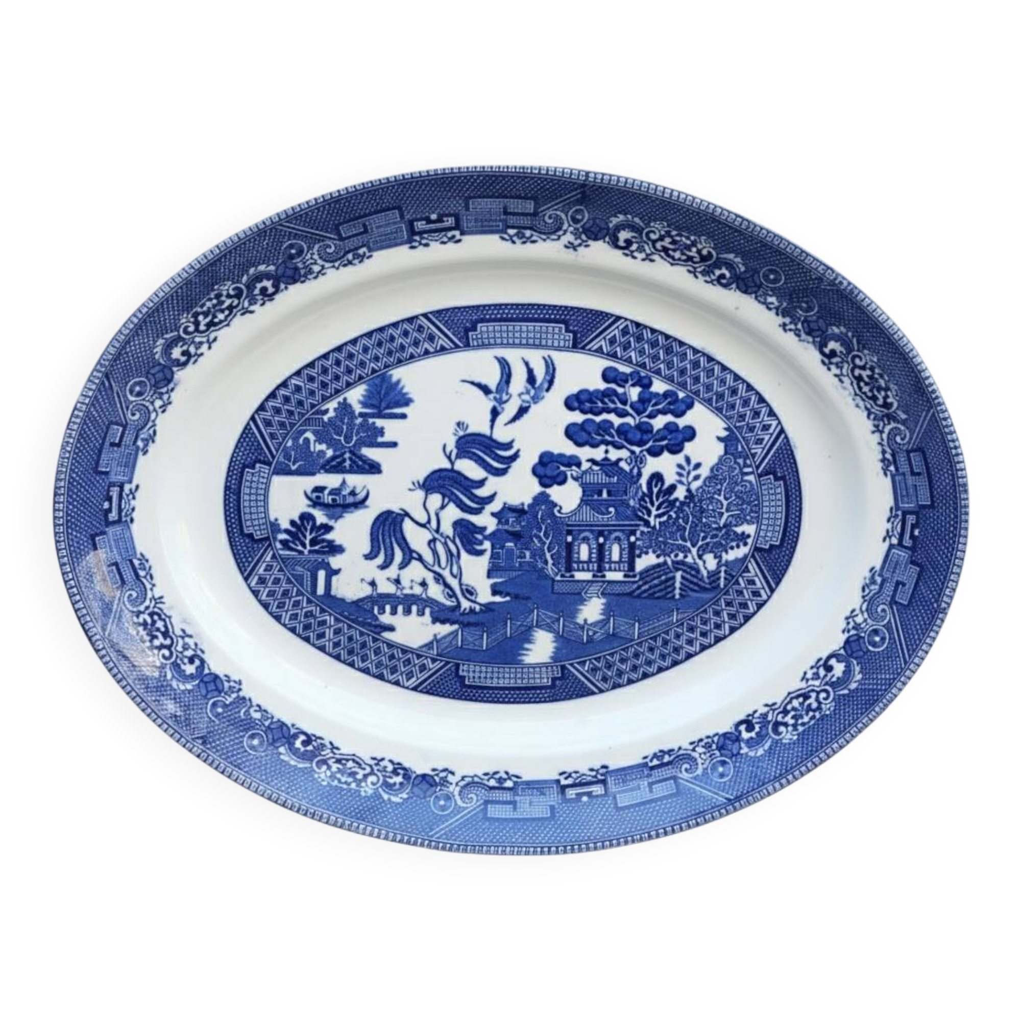 Antique Blue Willow patterned plate: Fenton James Kent, China, circa 1910