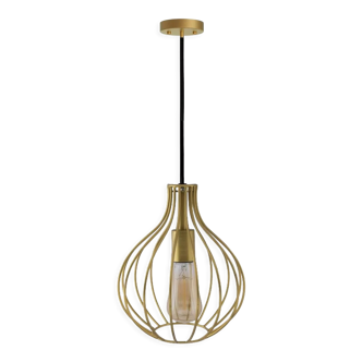Single hanging pendant ceiling lamp light for home decorative indoor metal cage gold style ligh