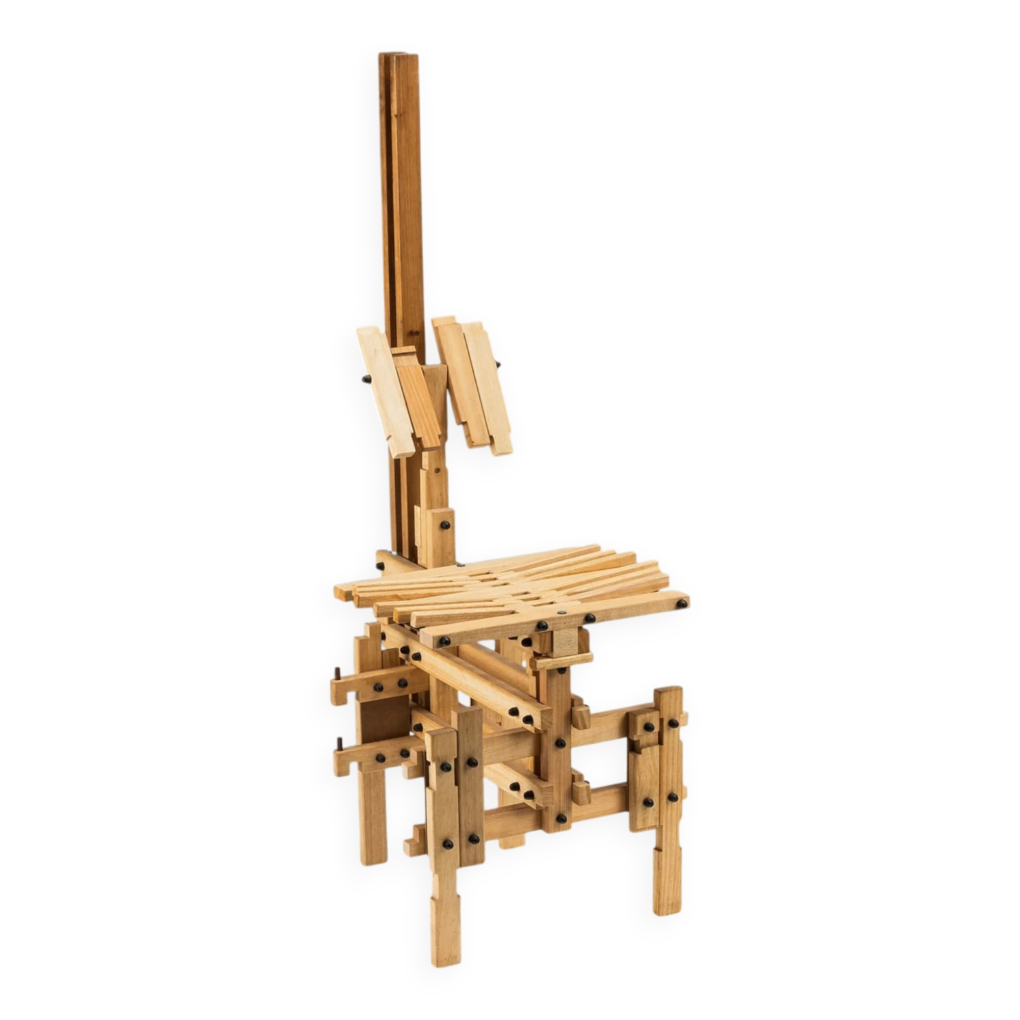 Chaise sculpturale post-moderne en bois, design Anacleto Spazzapan