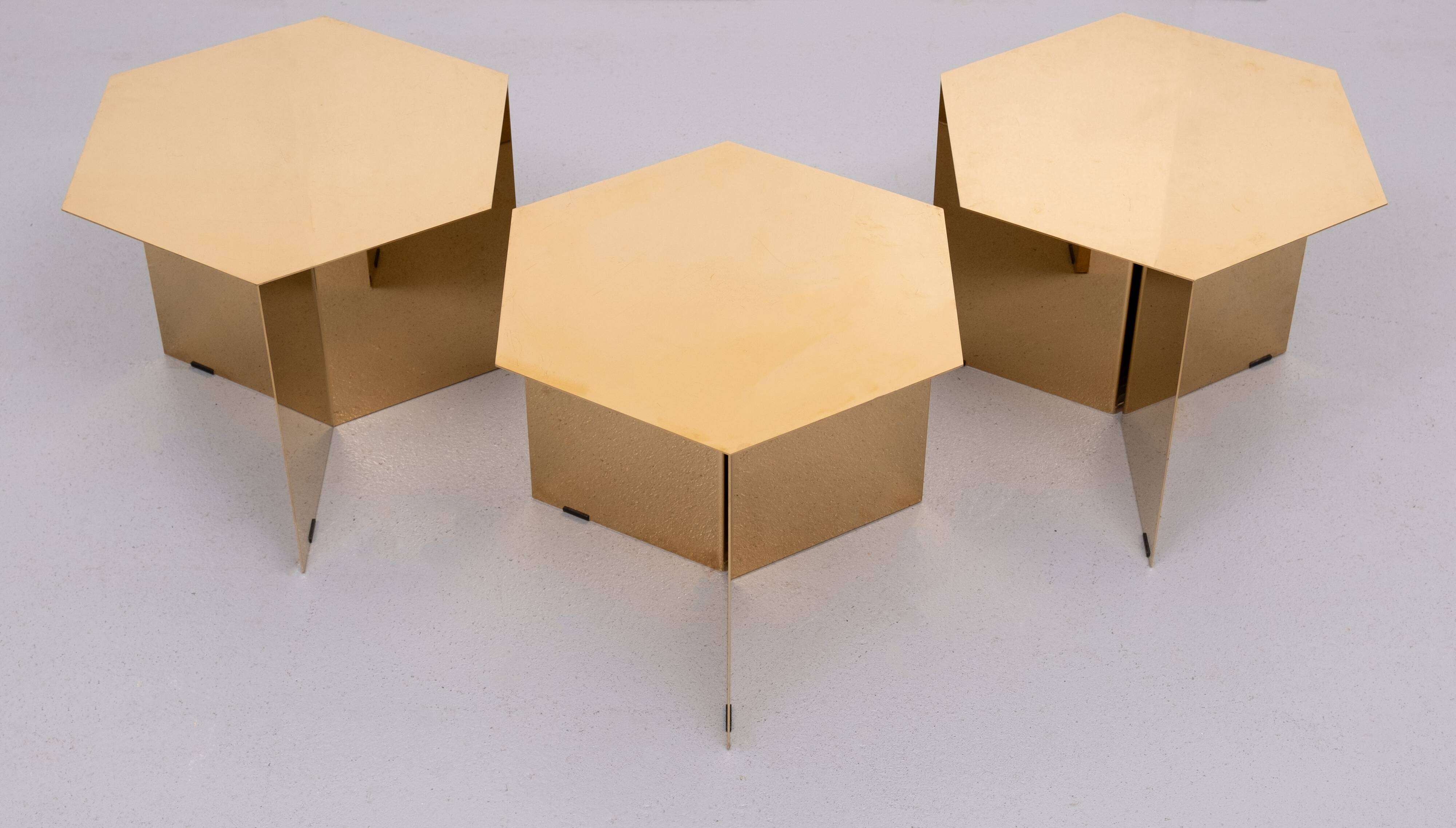 Danish brand Hay’s '' Slit '' Brass side tables set of 3