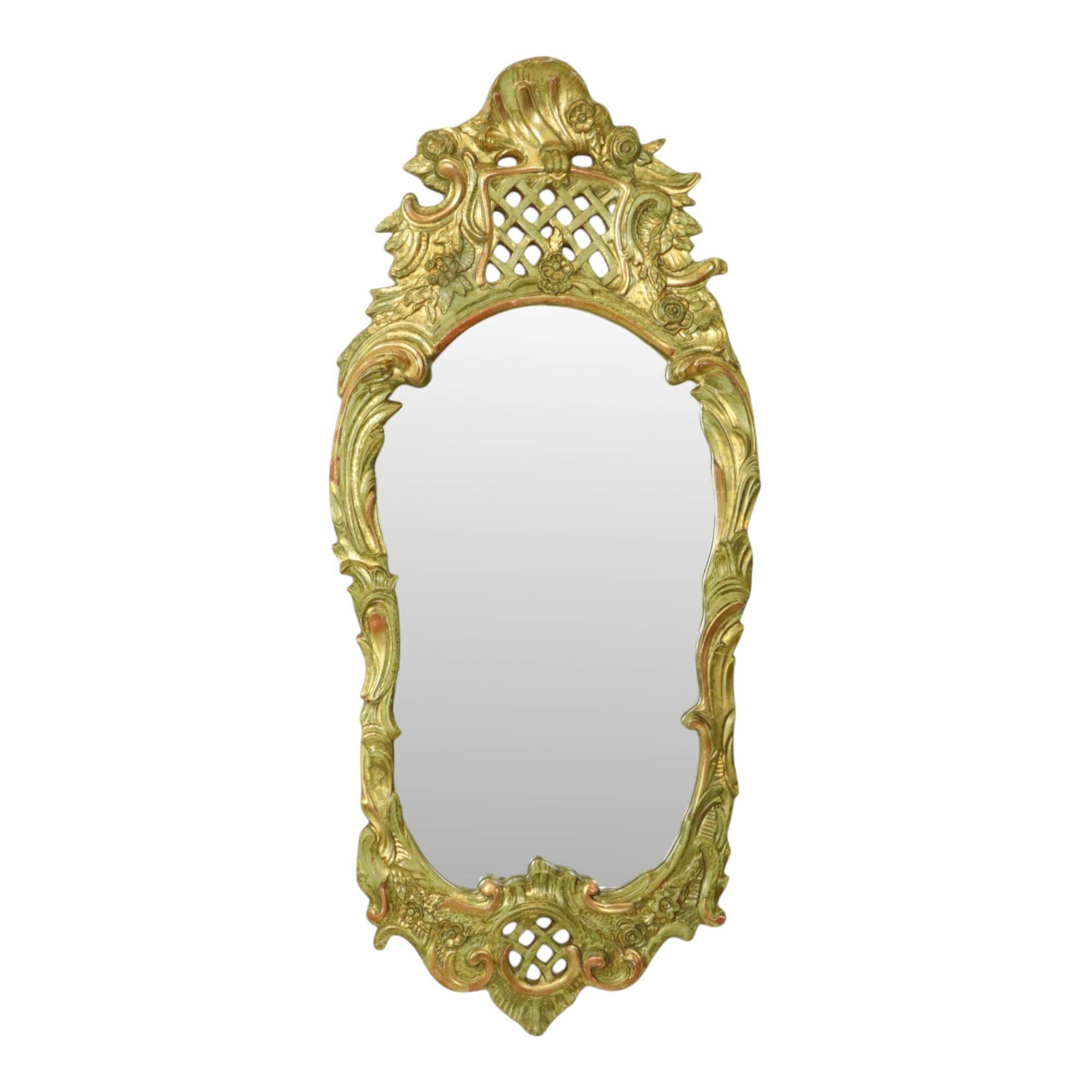 Large Swedish Mirror Gold Leaf Gilded Classic Rococo Style 119cm