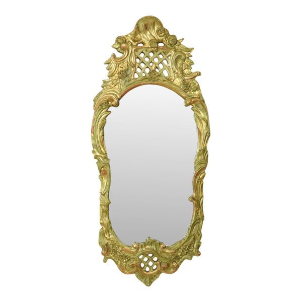 Grand miroir suédois doré à la feuille d'or de style rococo classique 119 cm