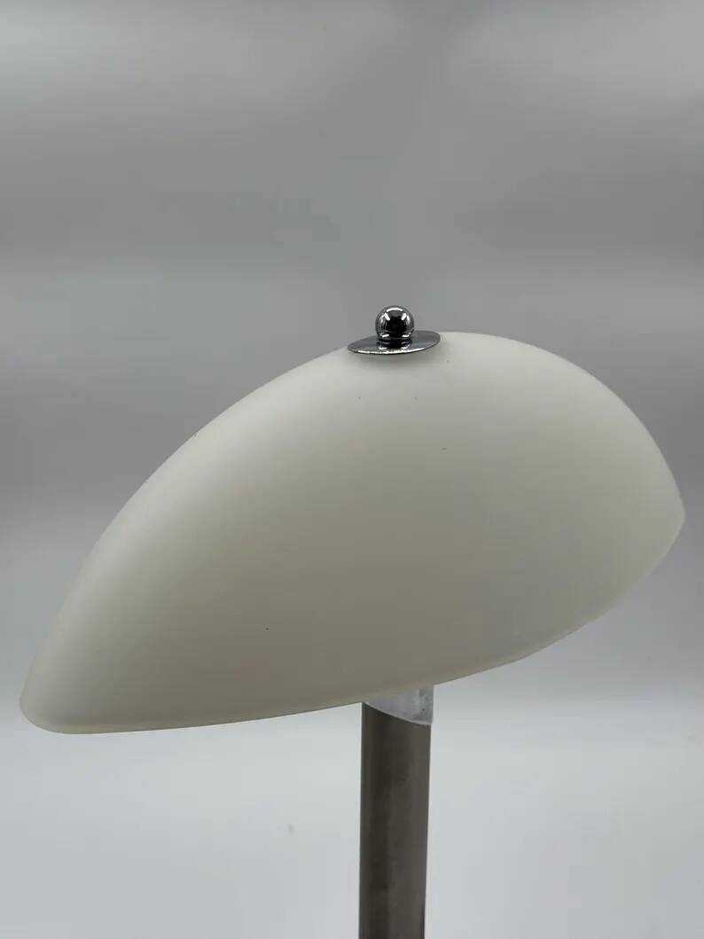Chrome and frosted dome table lamp - modernist mushroom lamp - vintage from the 80s/90s.