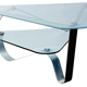 Brushed metal and smoked glass coffee table from the 1970s