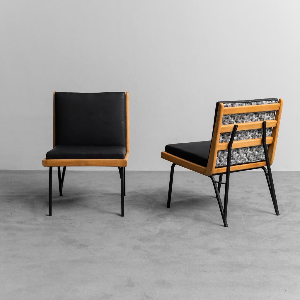 Set due poltrone tavolino legno metallo anni ’60 vintage modernariato