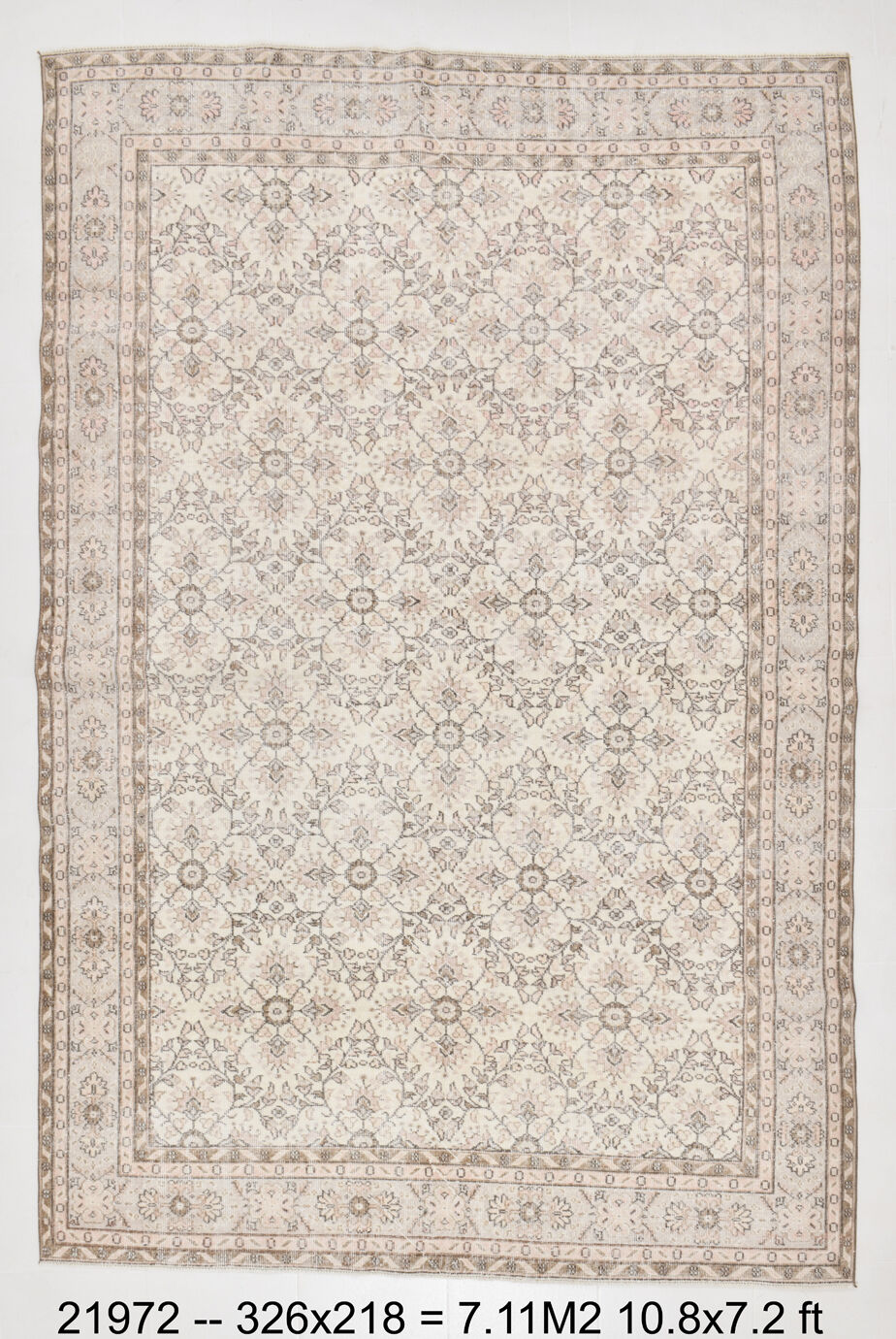 Bordered vintage rug, 218x326cm