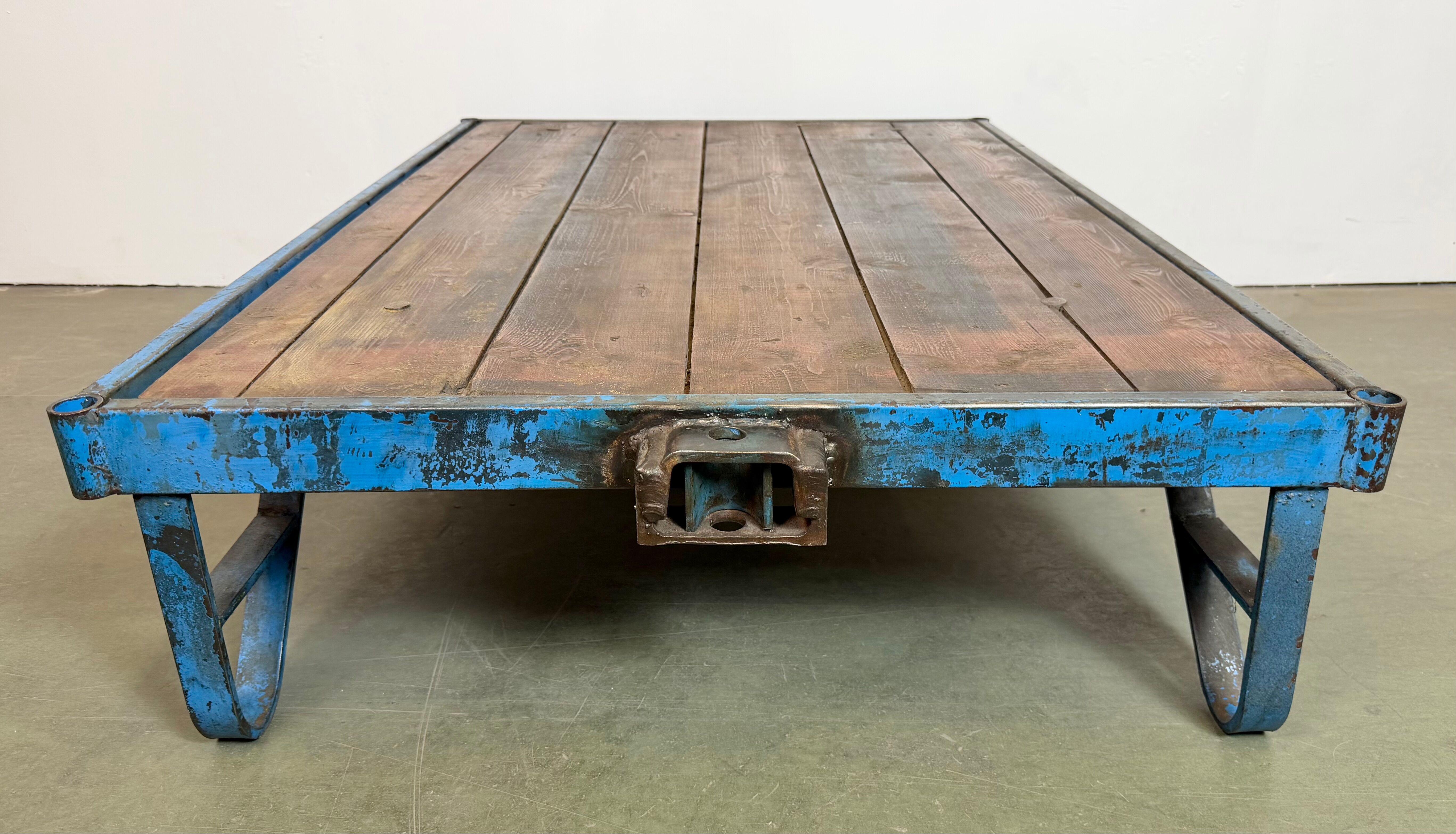 Large Blue Industrial Coffee Table Cart, 1960s