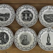 Set of 6 souvenir plates of Lourdes Digoin & Sarreguemines