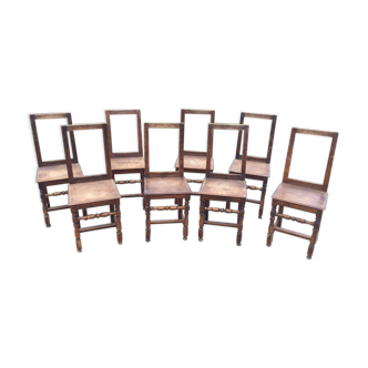 Set of 8 old chairs Lorraine