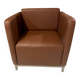 Vintage "club" cube armchair in faux leather with brutalist lines (1980s)