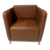 Vintage "club" cube armchair in faux leather with brutalist lines (1980s)