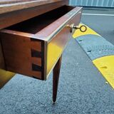 Old style flat desk louis xvi leather tray with 2 pulls