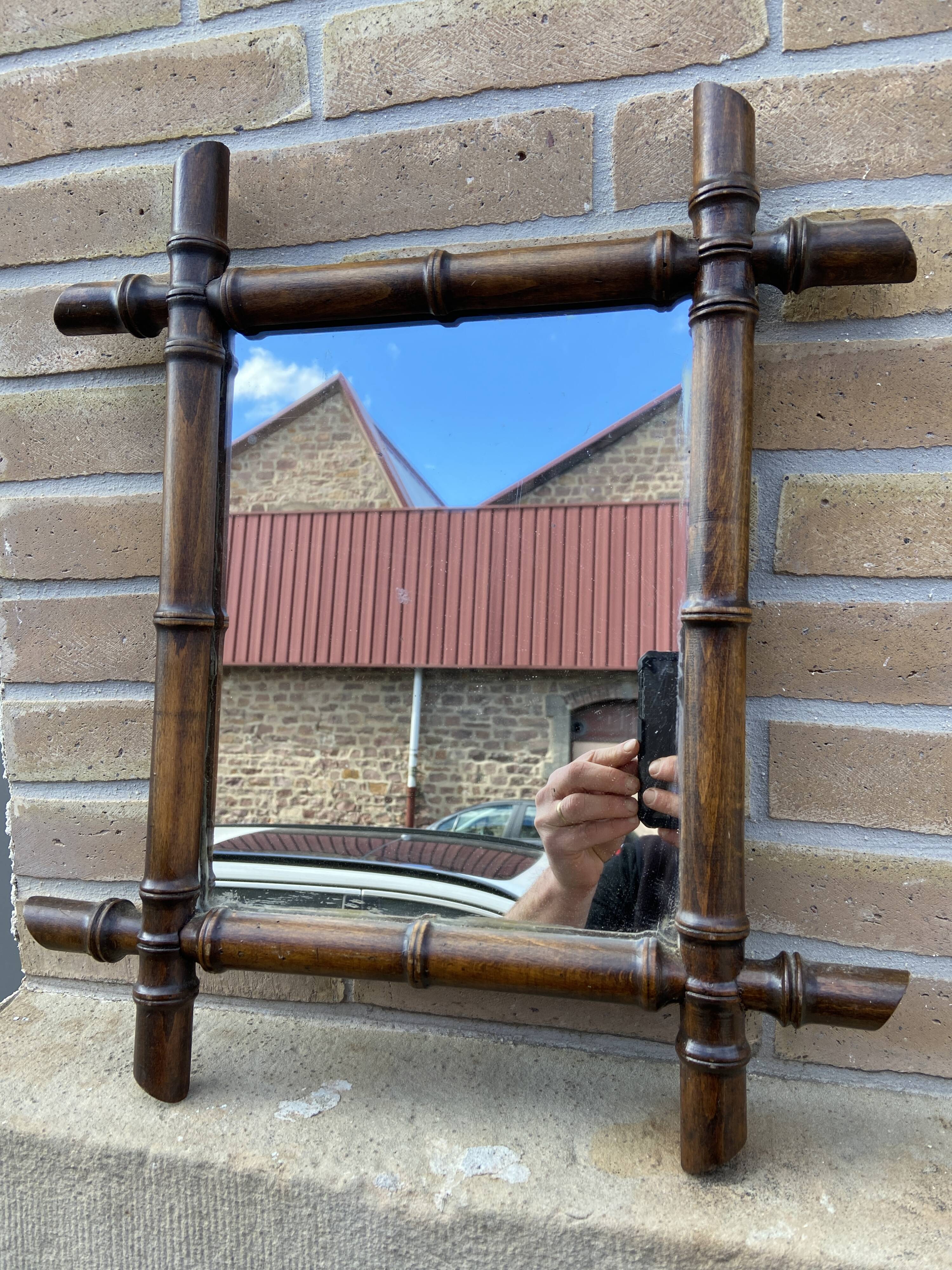 small vintage mirror mirror Faux bamboo French Mirror 1920s