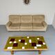 Old 3-seater beige leather sofa designed by Carl Larsson De Sede, vintage 80s