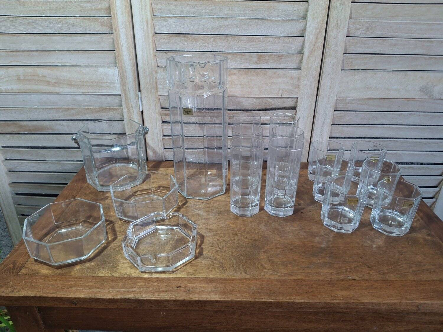 Service à boisson Luminarc années 70 design octogonal NEUF en boîtes