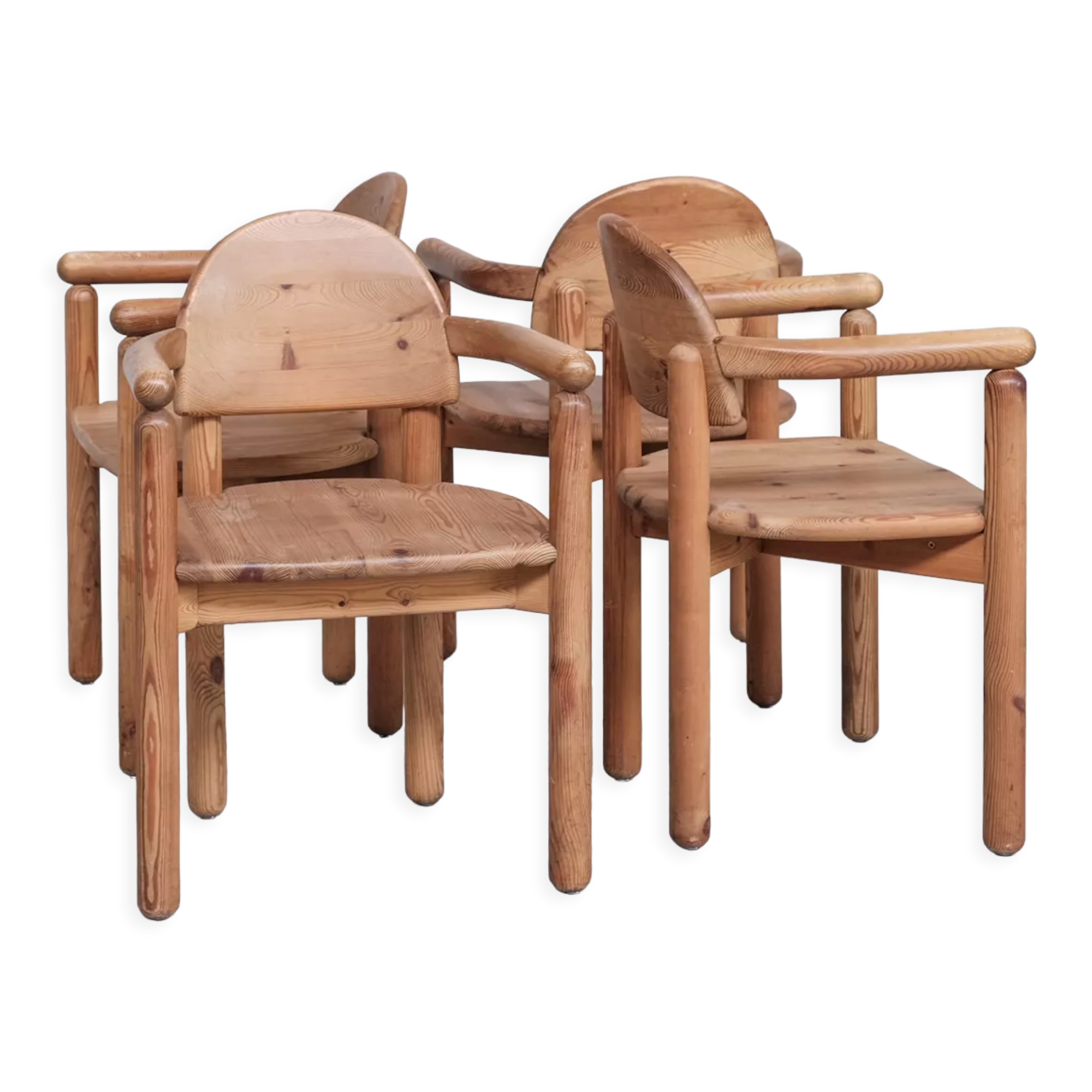Set of four pine mid-century danish chairs