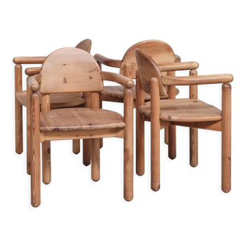 Set of four pine mid-century danish chairs