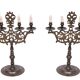 Pair Large Antique Bronze Shabbat Candelabra Germany