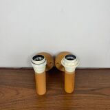 Scandinavian wooden wall light duo, beech, minimalist 1980