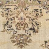7x9 Cream & Green Floral Pattern Vintage Area Rug, 202x278Cm