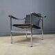 LC-1 chair in black ponyskin by Le Corbusier for Cassina 1970s