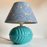 Lampe boule en céramique bleue vintage