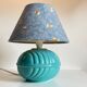 Lampe boule en céramique bleue vintage