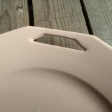 Ancient dish with anses in rose ceramics signed saint-amand