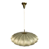 Midcentury ufo cocoon pendant lamp with brass, 1960s