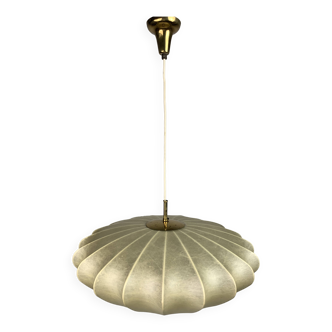 Lampe à suspension cocon ovni du milieu du siècle avec laiton, années 1960