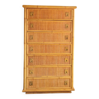 Dal Vera rattan chest of drawers, Italy circa 1970