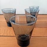 Set of 6 small antique grey blown glass aperitif glasses.