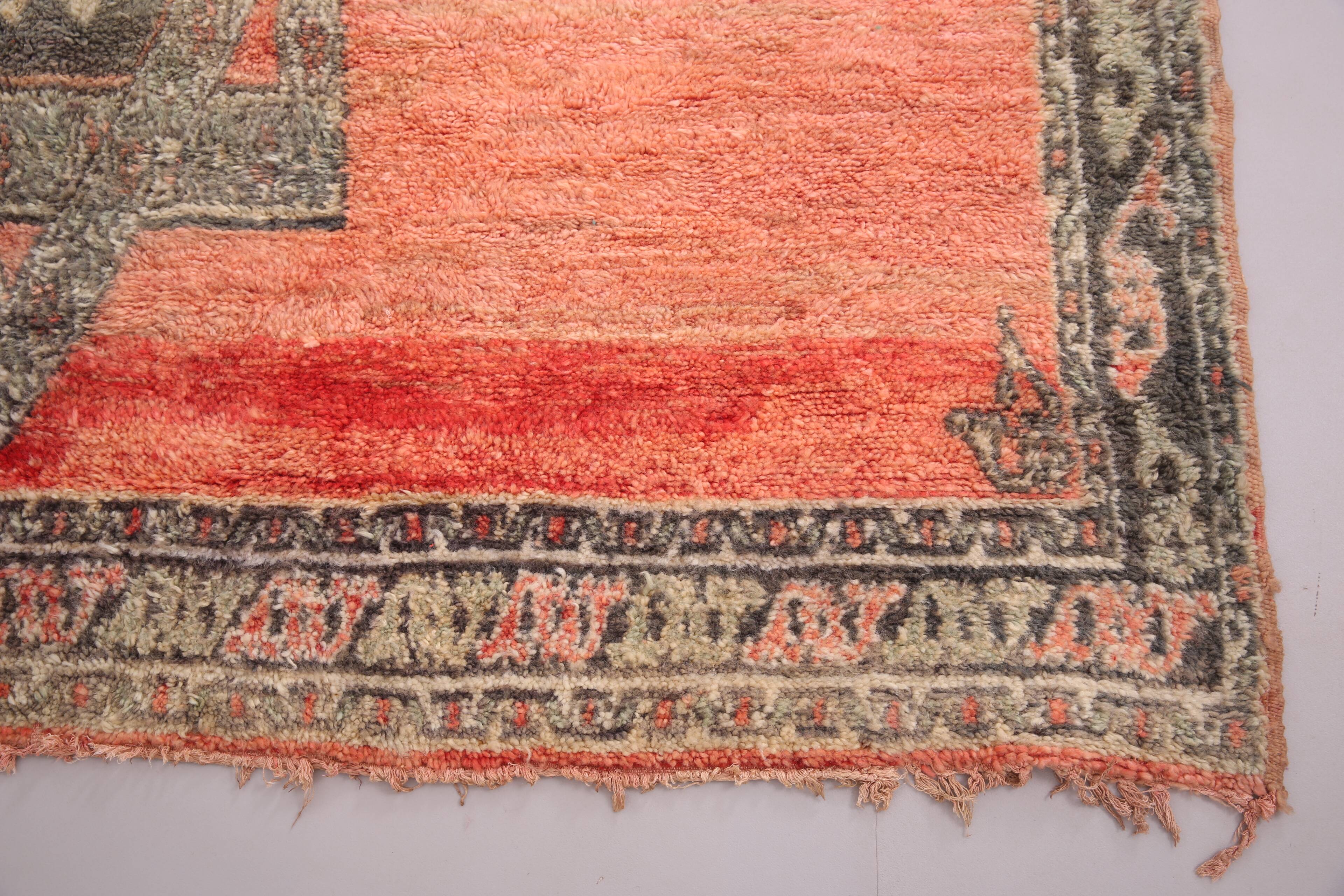 Vintage Handmade Moroccan Rug 213 x 363 cm - Peach Moroccan Rug Berber
