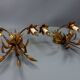 Pair of Hollywood Regency Style Gilt Metal Double-Arm Wheat Sconces, 1970s