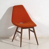 Chaise en bois et tissu orange, c.1960