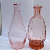 Vintage pink glass bottle vases