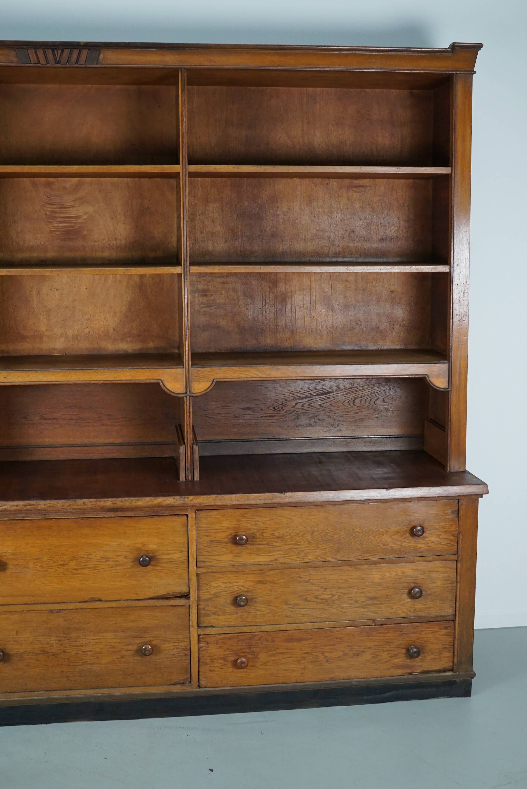 Large Antique Art Deco German Oak Chocolate Shop Cabinet, 1920s