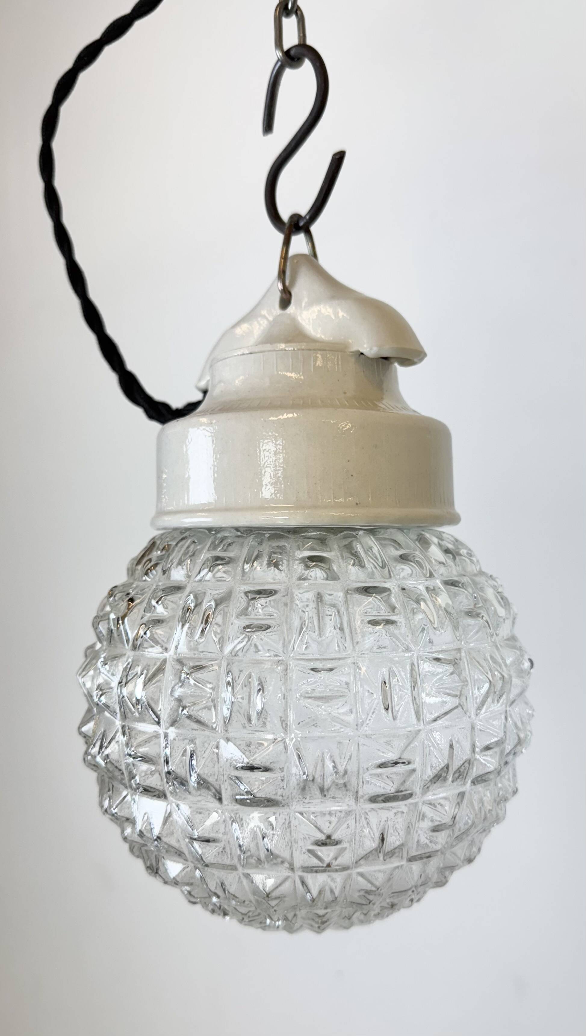Vintage White Porcelain Pendant Light, 1970s