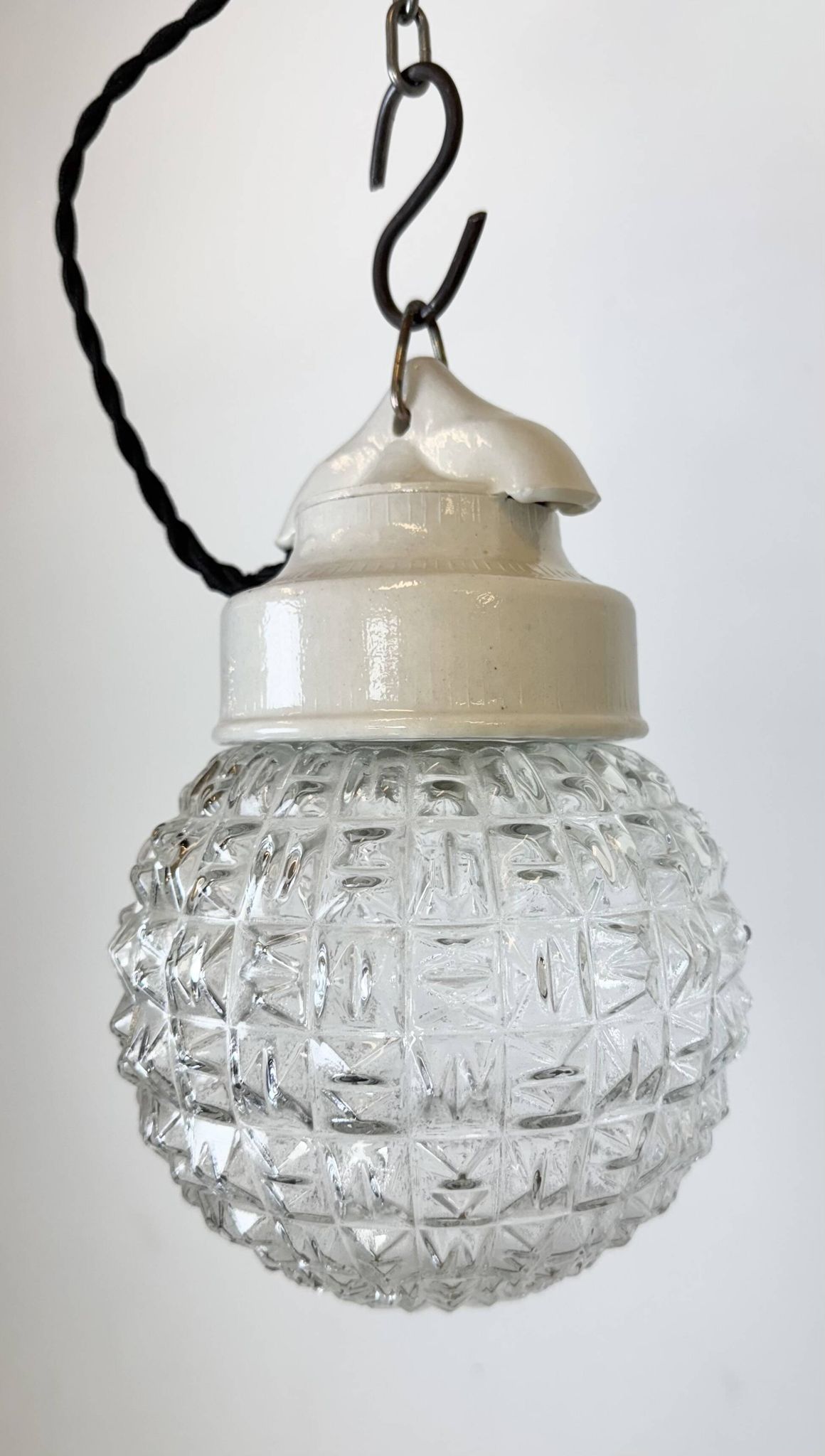 Vintage White Porcelain Pendant Light, 1970s