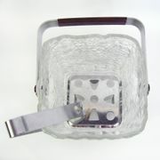 Molded glass whisky service - ice bark decoration - Frostfire Hoya Mikasa - vintage 1980s