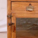 Old burmese teak glass bedside table