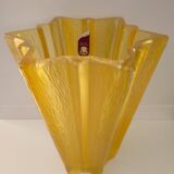 Vase forme étoile en verre jaune Art Déco Walther Glas Germany