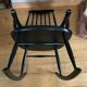 Vintage Scandinavian rocking chair in blackened wood from the 1970s