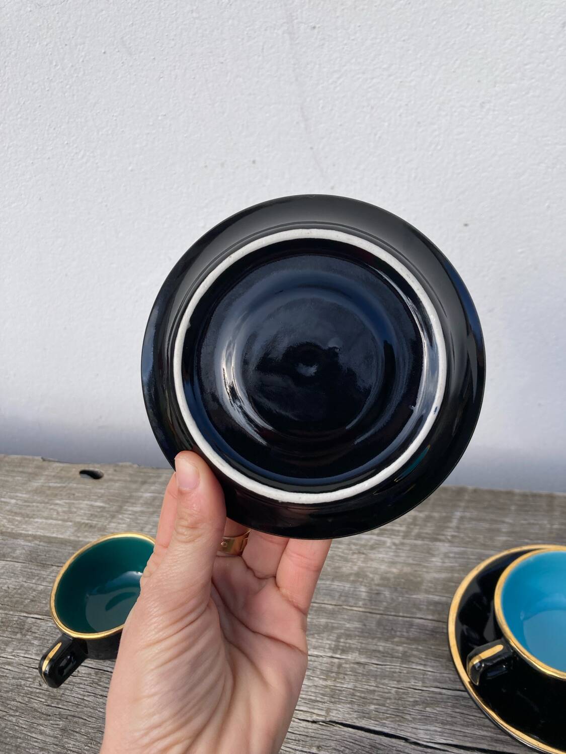 Black art deco bistro coffee cups
