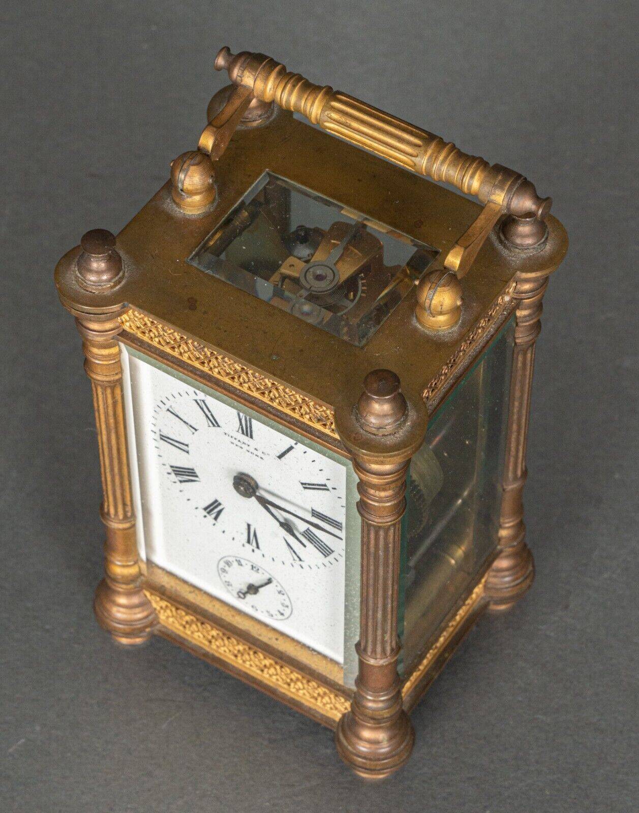 Clock Tiffany & Co New York officer's clock skeleton columns