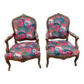 Paire de fauteuils style Louis XV