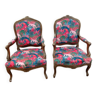 Paire de fauteuils style Louis XV
