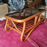 70s rattan coffee table