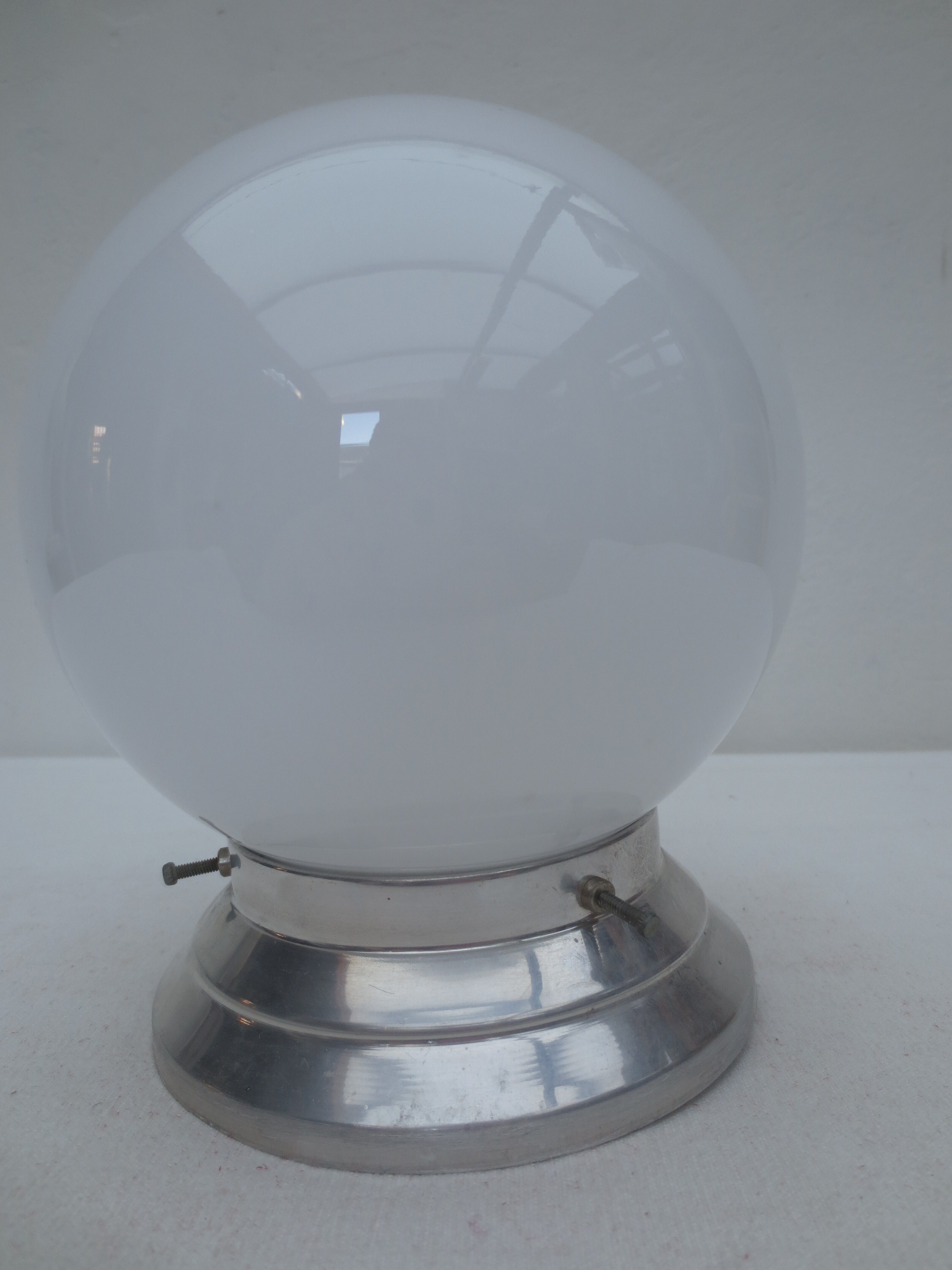 Old wall or ceiling wall lamp, white opal globe