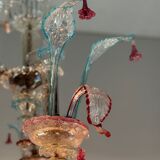 Rezzonico Venetian chandelier in multicolored Murano glass, 12 light arms, circa 1900